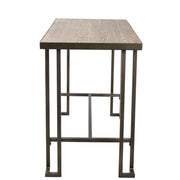Industrial counter table by Lumi Source with a sturdy wooden top and metal industrial-style legs for modern commercial or home use.