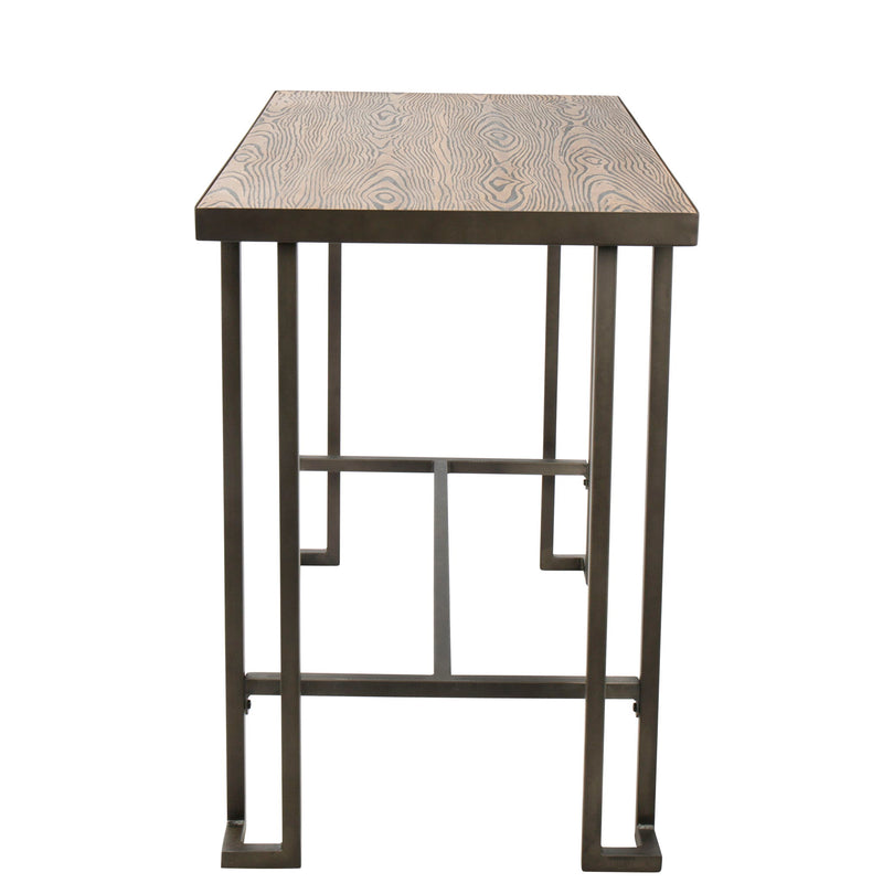Industrial counter table by Lumi Source with a sturdy wooden top and metal industrial-style legs for modern commercial or home use.