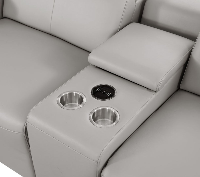 1208 - 8 Piece U Shaped Leather Sectional With 4 Power Recliners & Power Headrests