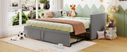 Twin size upholstered daybed with pop-up trundle from Halcyon Home, featuring soft fabric and contemporary design.