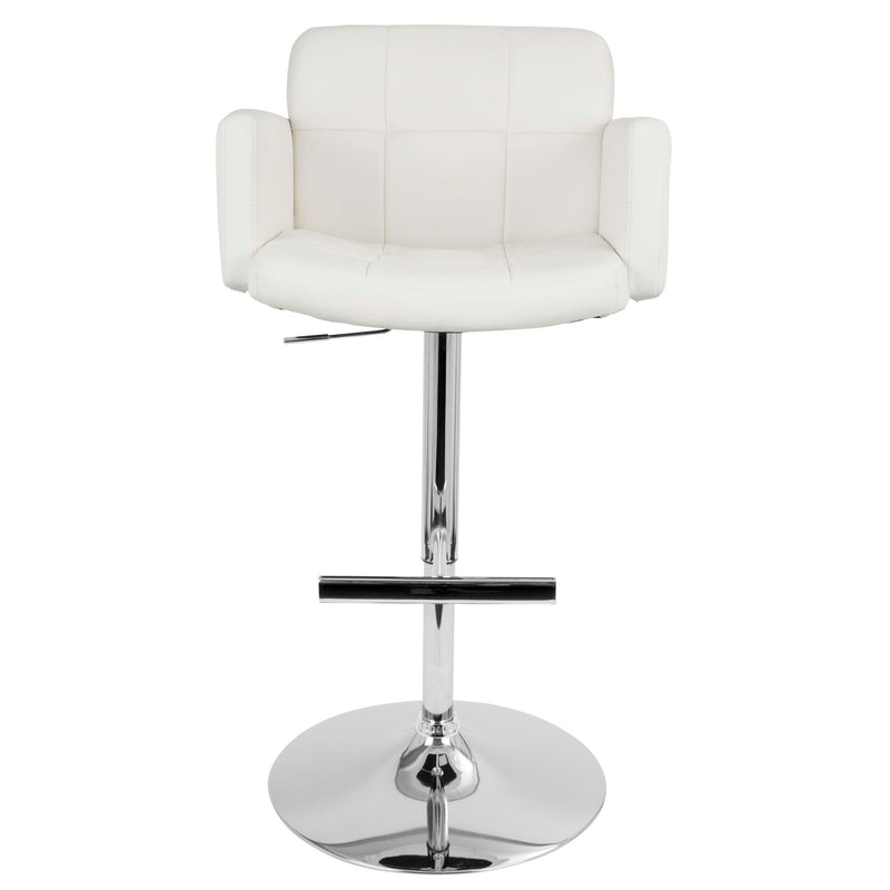Lumi Source Stout adjustable barstool with swivel, bar height (28-30 inches), featuring a modern design and cushioned seat.