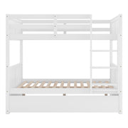 DreamHaus bunk bed with twin size trundle showing sturdy wooden frame and ladder, ideal for space-saving bedroom furniture.