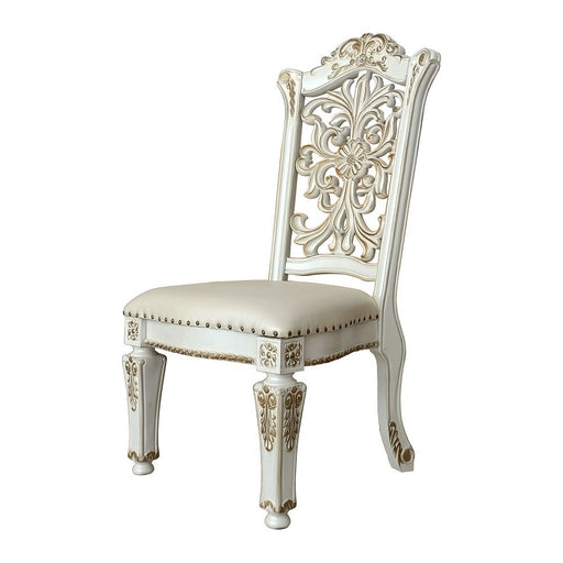 Vendome - 48" Side Chair (Set of 2) - Synthetic Leather & Antique Pearl - R&R Furniture Gallery (Fountain Valley, CA)