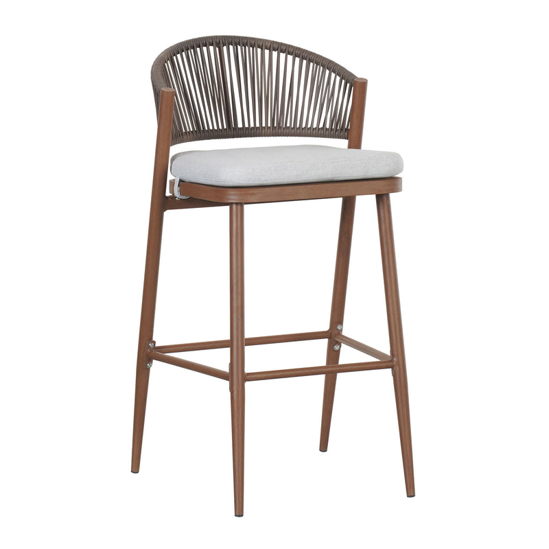 Outdoor Bar Height Metal Frame Counter Stools With Scallop Shaped Backrest & Water Resistant Cushions - R&R Furniture Gallery (Fountain Valley, CA)