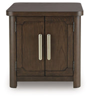 Breckington - Rectangular 2-door End Table - Dark Brown - R&R Furniture Gallery (Fountain Valley, CA)