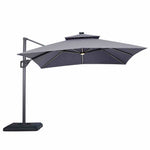 Aurora - 10' SQ Umbrella, Double Top, LED Bulb + Control, Gray