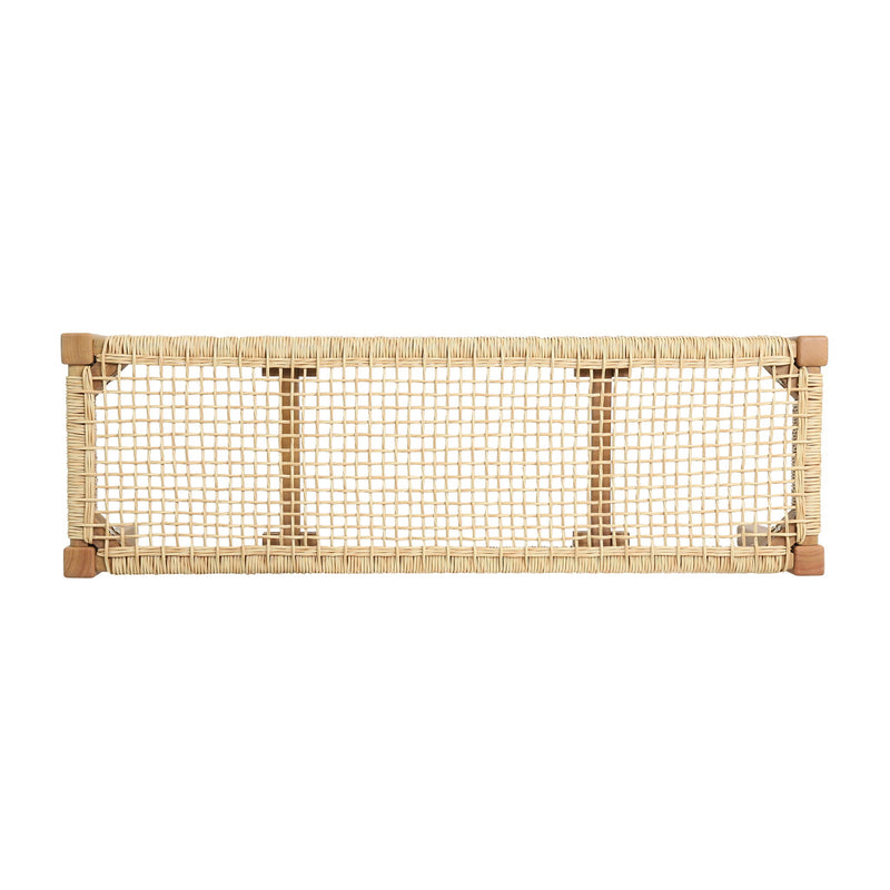 Outdoor bench by Noble House featuring acacia wood and faux rattan design, ideal for garden or patio seating.