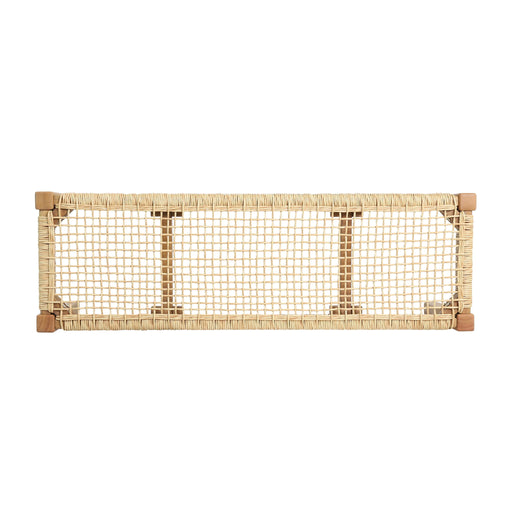Outdoor bench by Noble House featuring acacia wood and faux rattan design, ideal for garden or patio seating.
