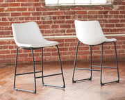 Set of two Signature Design by Ashley Centiar upholstered barstools with plush cushions and sleek wooden legs.