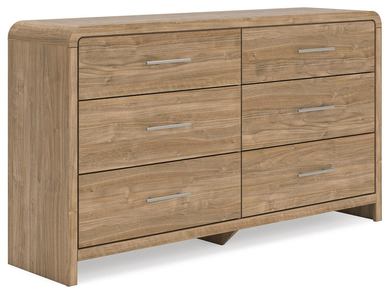 Signature Design by Ashley six-drawer dresser with sleek wood finish and modern hardware for stylish bedroom storage.
