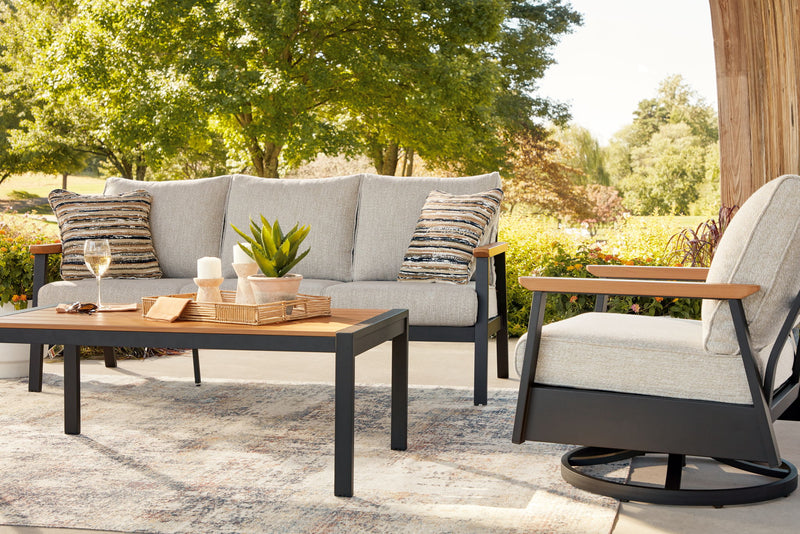 Carmel Highlands - Sofa, Chairs, Table Set (Set of 4) - Dark Brown - R&R Furniture Gallery (Fountain Valley, CA)