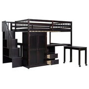 Loft Bed With Stairs, Bookshelf, Drawers, Desk & Wardrobe, Space Saving Multifunctional Furniture - R&R Furniture Gallery (Fountain Valley, CA)