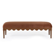 TOV Furniture Oodle vegan mohair upholstered bench with walnut wood legs, stylish and comfortable seating for living spaces.