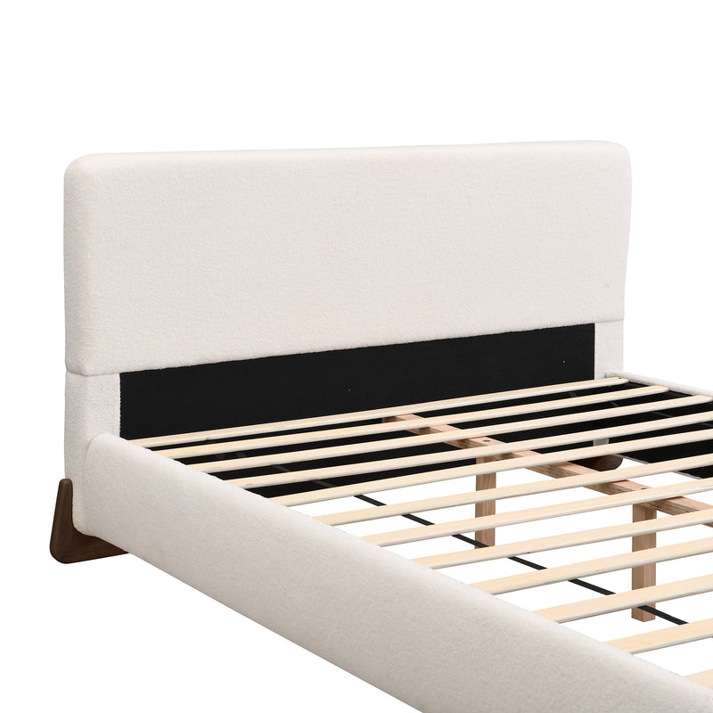 Queen Size Elegant Terry Upholstered Bed - White - R&R Furniture Gallery (Fountain Valley, CA)