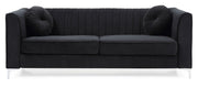 Glory Furniture Delray Micro Suede Sofa in beige with plush cushions, stationary design, and modern style for living room decor.
