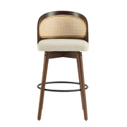 Pair of Noble House Como indoor wood barstools with sleek design, natural wood finish, and sturdy legs for modern home seating.