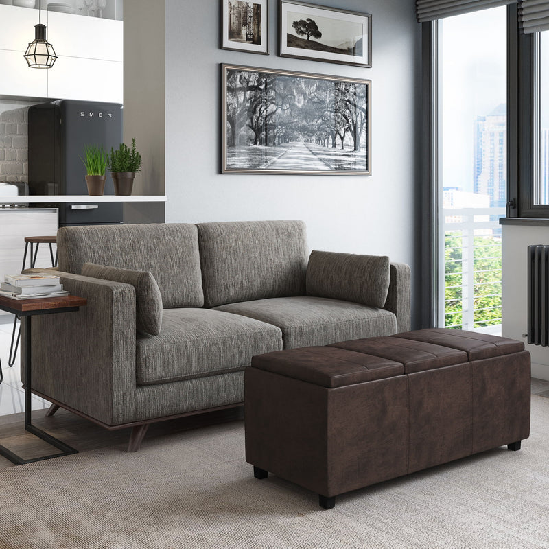 Avalon - Storage Ottoman - Distressed Brown - R&R Furniture Gallery (Fountain Valley, CA)