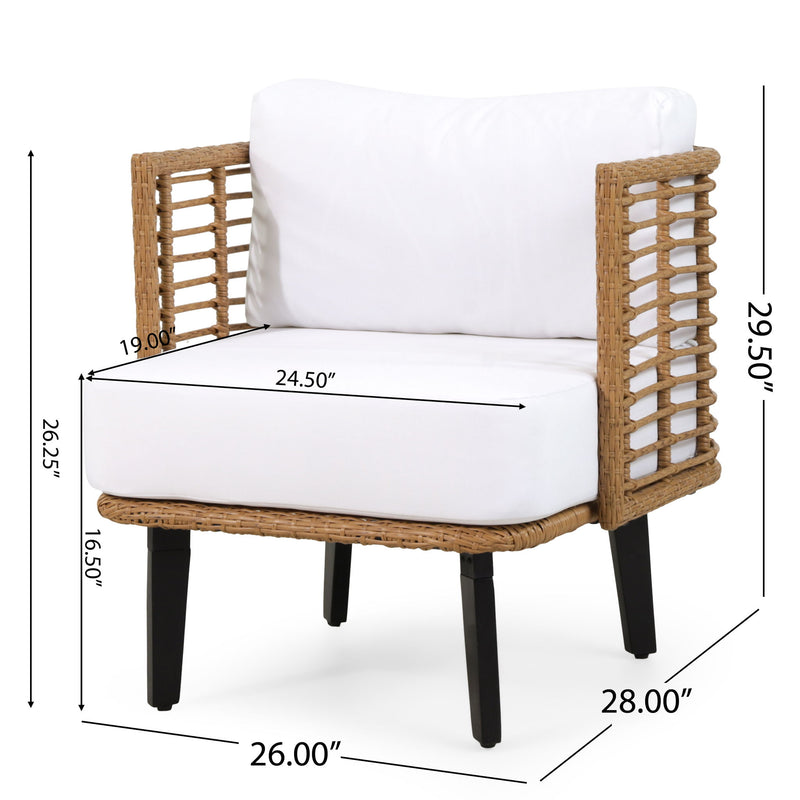 Outdoor Wicker Club Chair With Water Resistant Cushion - Brown - R&R Furniture Gallery (Fountain Valley, CA)