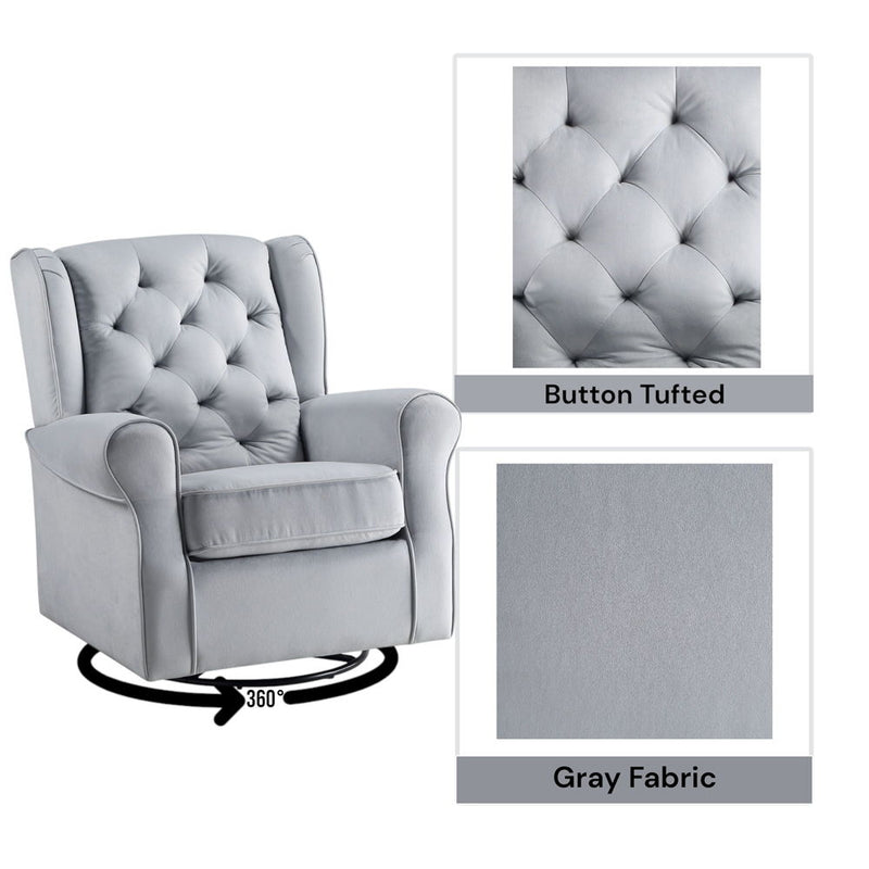 Zeger - Swivel Chair With Glider - Gray Fabric - R&R Furniture Gallery (Fountain Valley, CA)