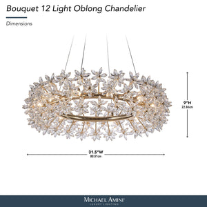 Michael Amini Lighting - Bouquet Round 32" Crystal Chandelier - Gold