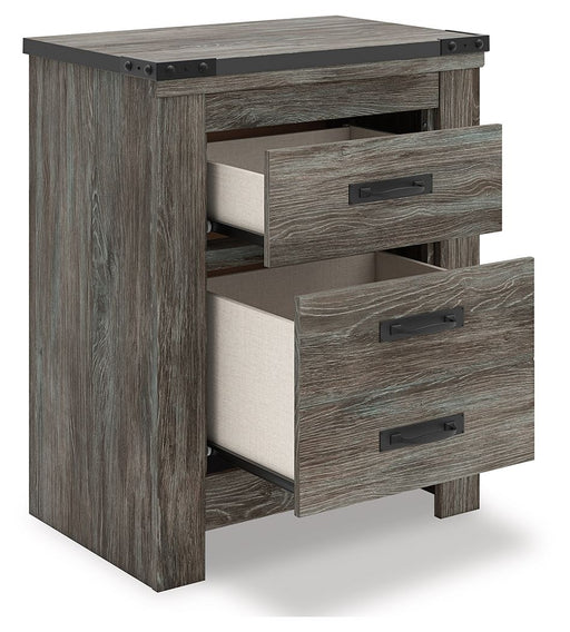 Frandern - Two Drawer Night Stand - Gray - R&R Furniture Gallery (Fountain Valley, CA)