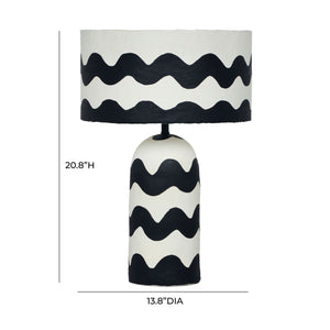 Tropea - Black Waves Papier Mache Table Lamp - Black Waves - R&R Furniture Gallery (Fountain Valley, CA)
