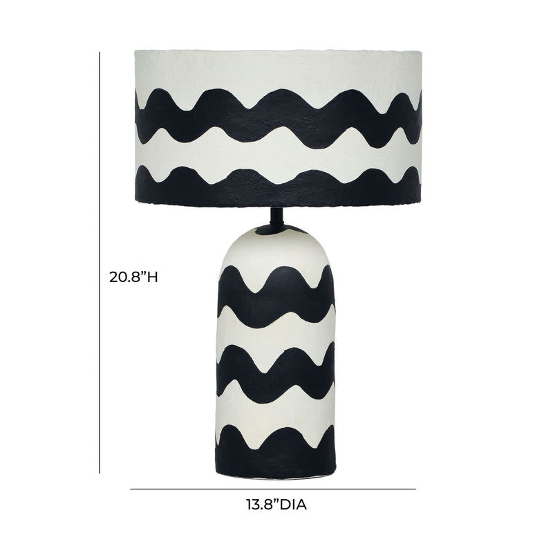 Tropea - Black Waves Papier Mache Table Lamp - Black Waves - R&R Furniture Gallery (Fountain Valley, CA)