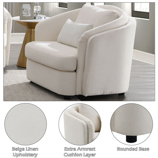 Mariko - Chair With Pillow - Beige Linen - R&R Furniture Gallery (Fountain Valley, CA)