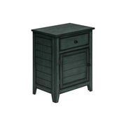 Blue accent table with storage drawer from 8th Street, featuring a modern design and smooth surface.
