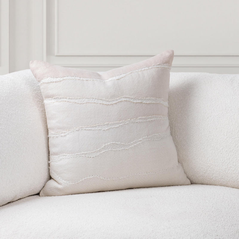 Villa Classics Bikram 22x22 inch accent pillow in ivory and natural fabric, featuring a plush texture and decorative design.