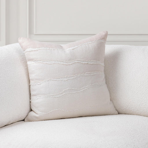 Villa Classics Bikram 22x22 inch accent pillow in ivory and natural fabric, featuring a plush texture and decorative design.