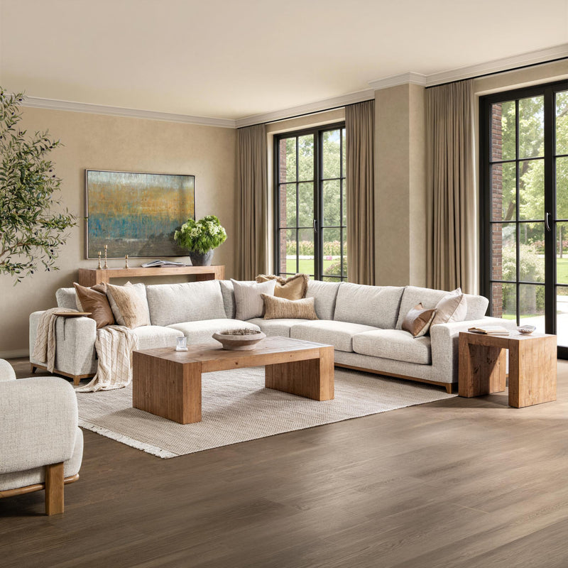 Classic Home Clayton coffee table for living room, wooden surface with modern design and sturdy legs.