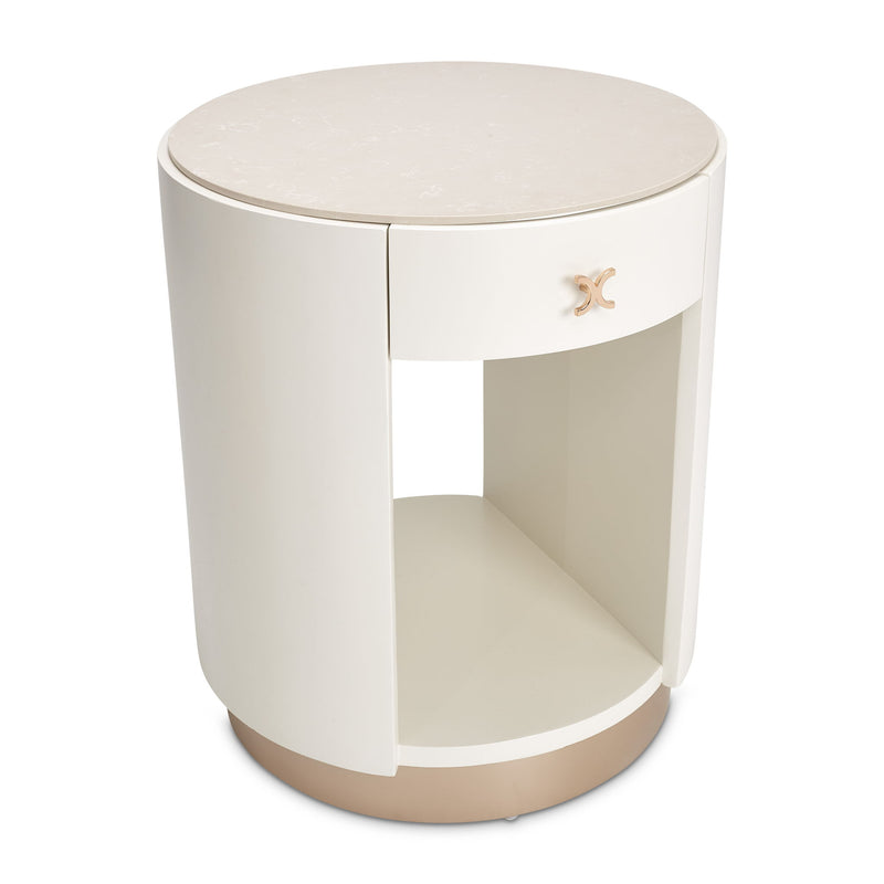 La Rachelle - Round End Table - Champagne - R&R Furniture Gallery (Fountain Valley, CA)