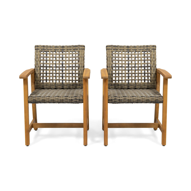 Outdoor Dining Chair Acacia Wood Frame (Set of 2) - R&R Furniture Gallery (Fountain Valley, CA)