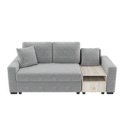 Noble House modular sofa couch with storage armrest and center console, stationary design in neutral fabric with plush cushions.