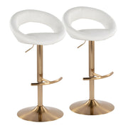 Set of 2 Lumi Source Posh contemporary glam adjustable barstools with swivel and rounded T footrest, featuring sleek modern design.