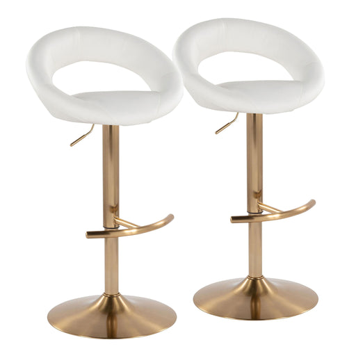 Set of 2 Lumi Source Posh contemporary glam adjustable barstools with swivel and rounded T footrest, featuring sleek modern design.