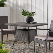 Outdoor Rattan Square Dining Table With 4 Legs - Gray - R&R Furniture Gallery (Fountain Valley, CA)