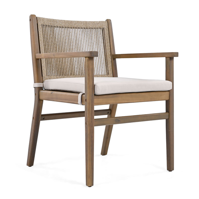 Outdoor Acacia Wood Patio Dining Armchair (Set of 2) - R&R Furniture Gallery (Fountain Valley, CA)