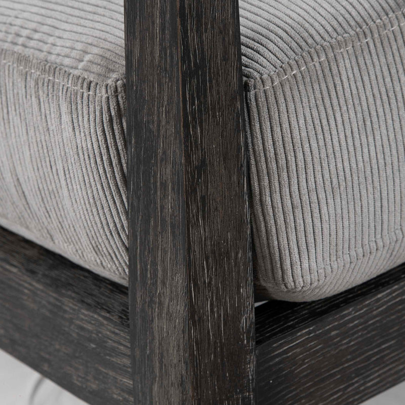 Gray Brunei modern accent chair by Uttermost featuring sleek upholstery and contemporary design.