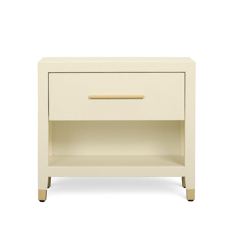 Dani - Faux Shagreen Nightstand With Drawer - Cream