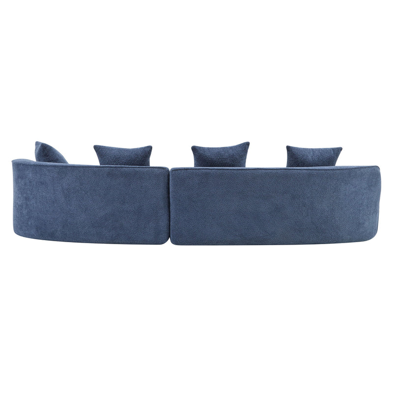 Noble House elegant curved sectional sofa with full foam cushions, showcasing its stylish design and plush seating.