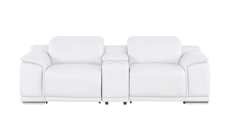 2679 - Genuine Leather Console Loveseat With Dual Power Recliners