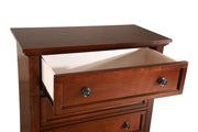 Glory Furniture Meade accent chest with a sleek wooden finish and modern design, featuring multiple drawers for storage.