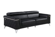 1140 - Top Grain Italian Leather Living Room Set - Black - R&R Furniture Gallery (Fountain Valley, CA)