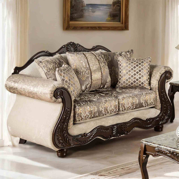 Andalusia - Loveseat, Light Brown/Dark Cherry