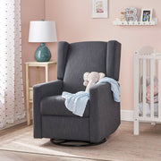 Noble House Landau contemporary fabric swivel recliner with plush upholstery and a smooth swivel mechanism.