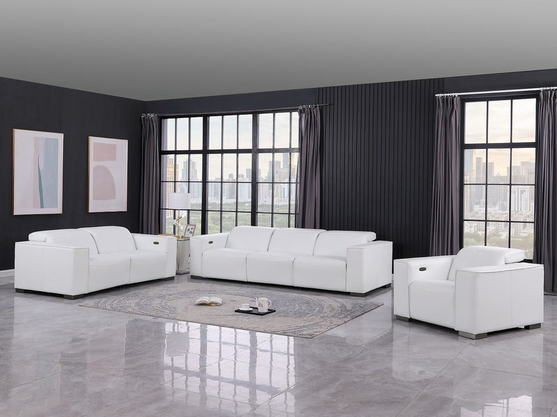 1208 - Leather Reclining Set (Sofa, Loveseat & Chair With 5 Power Recliners) - R&R Furniture Gallery (Fountain Valley, CA)