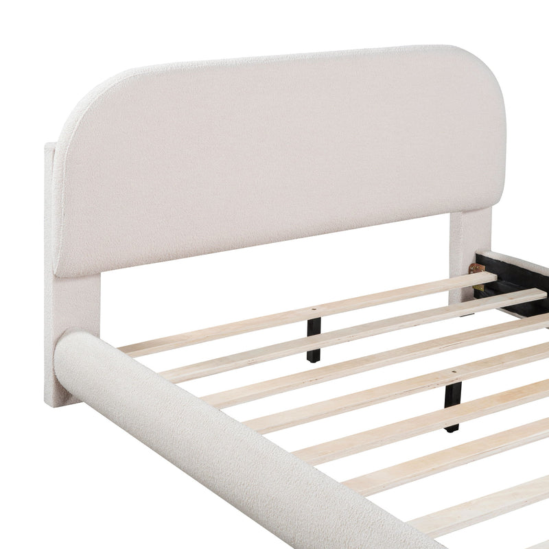 Upholstered Platform Bed With Thick Solid Frame And Stylish Curve-Shaped Design - R&R Furniture Gallery (Fountain Valley, CA)
