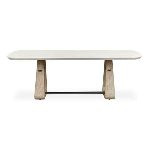 Circa - Concrete Outdoor Dining Table - White / Woodtone